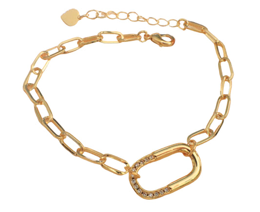 18k Plated Gold | Lock Paperclip Chain Bracelet | Stainless Steel