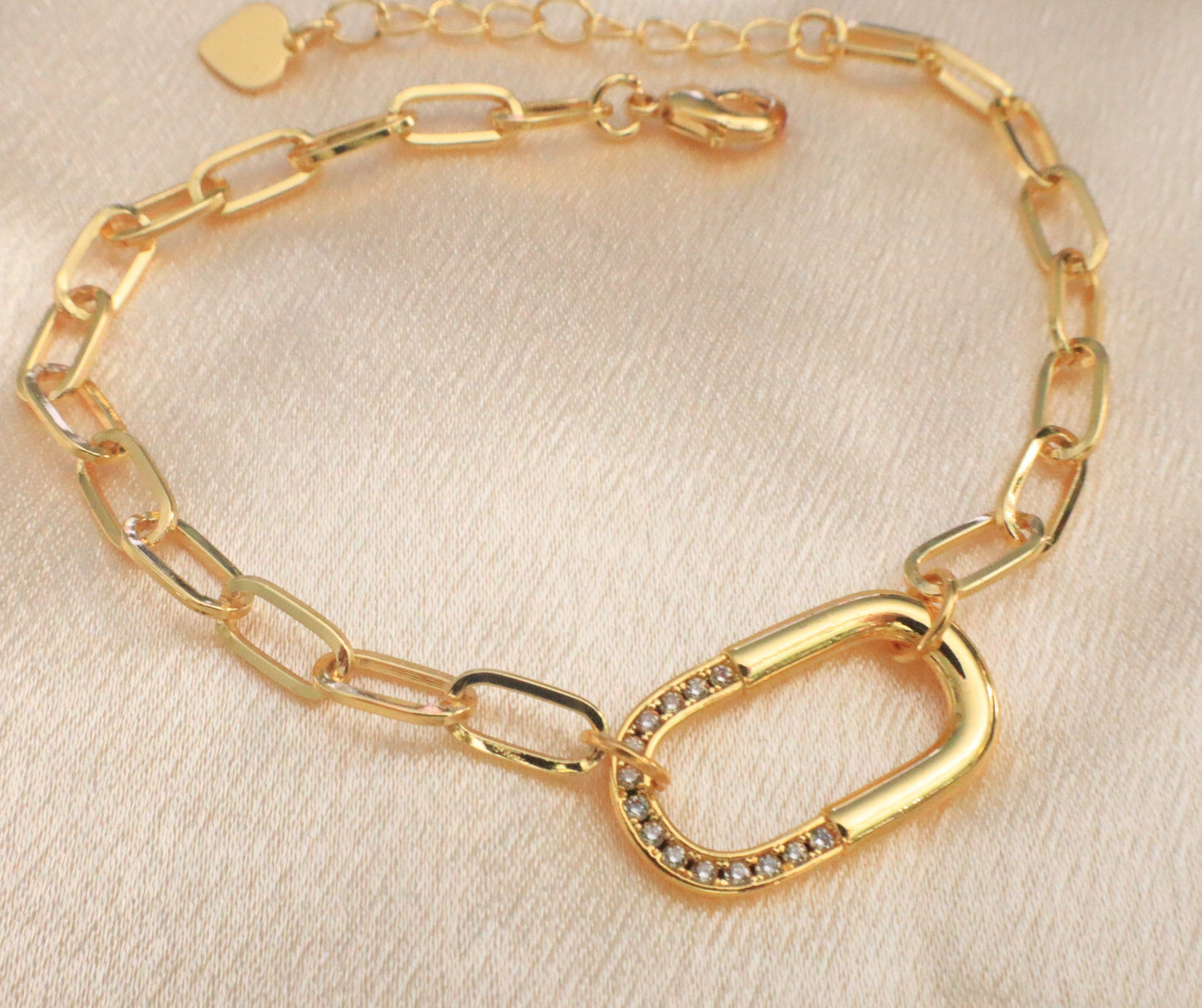 18k Plated Gold | Lock Paperclip Chain Bracelet | Stainless Steel