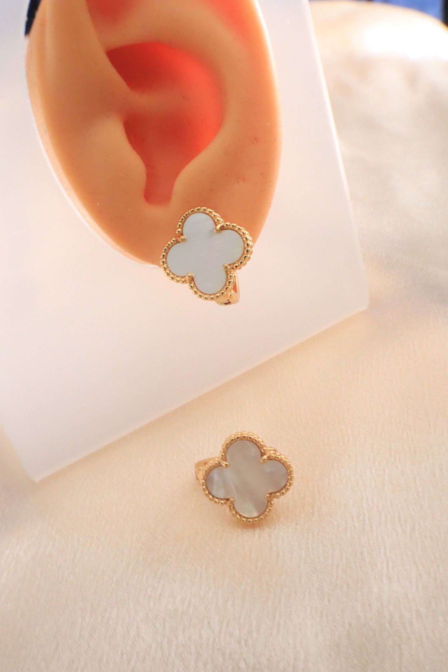 Lucky Blossom Stud / Clip Earrings | Stainless steel 18k Gold and silver Plating