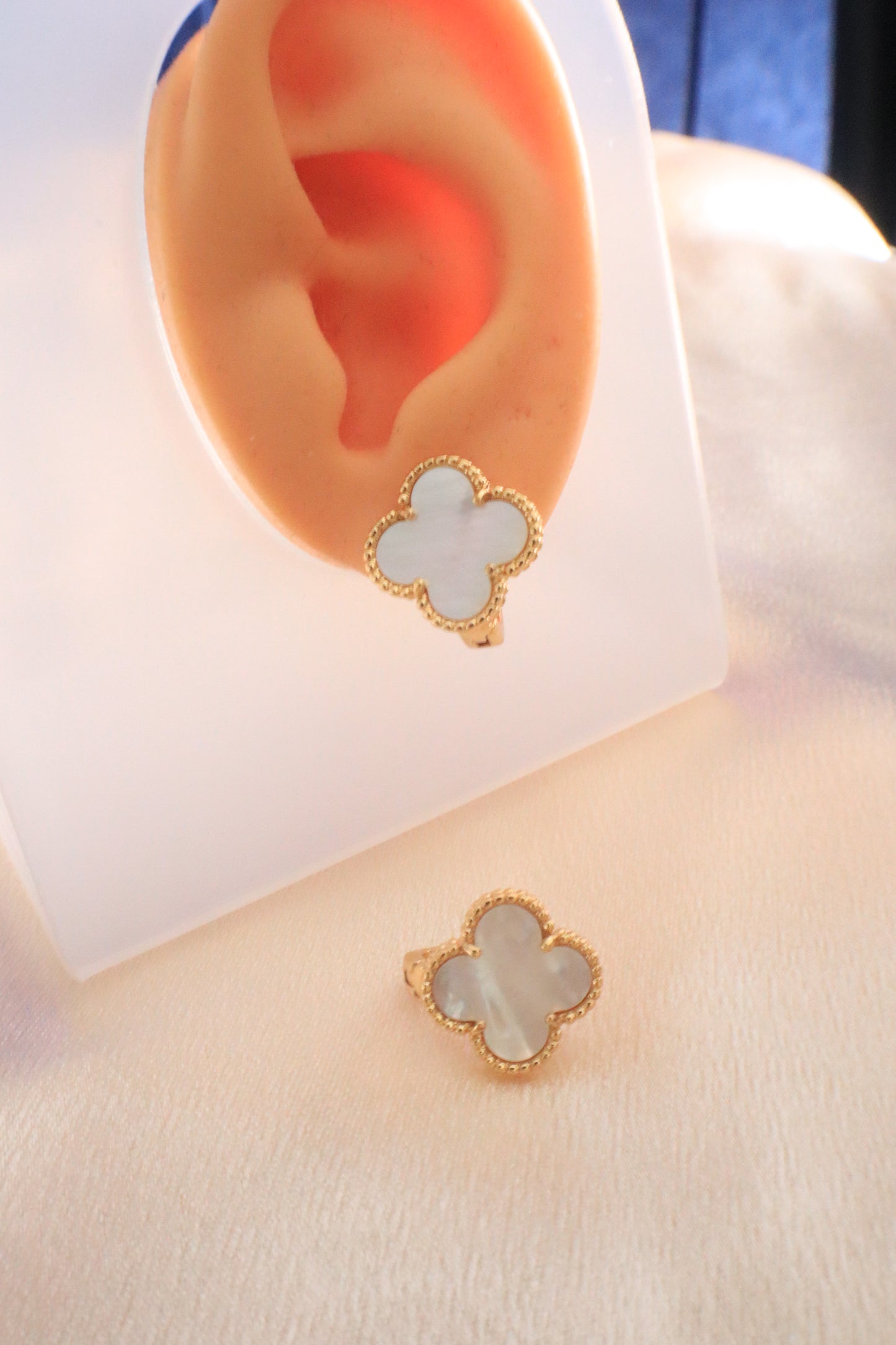 Lucky Blossom Stud / Clip Earrings | Stainless steel 18k Gold and silver Plating