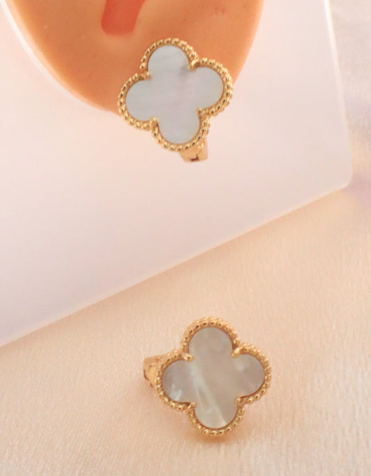 Lucky Blossom Stud / Clip Earrings | Stainless steel 18k Gold and silver Plating