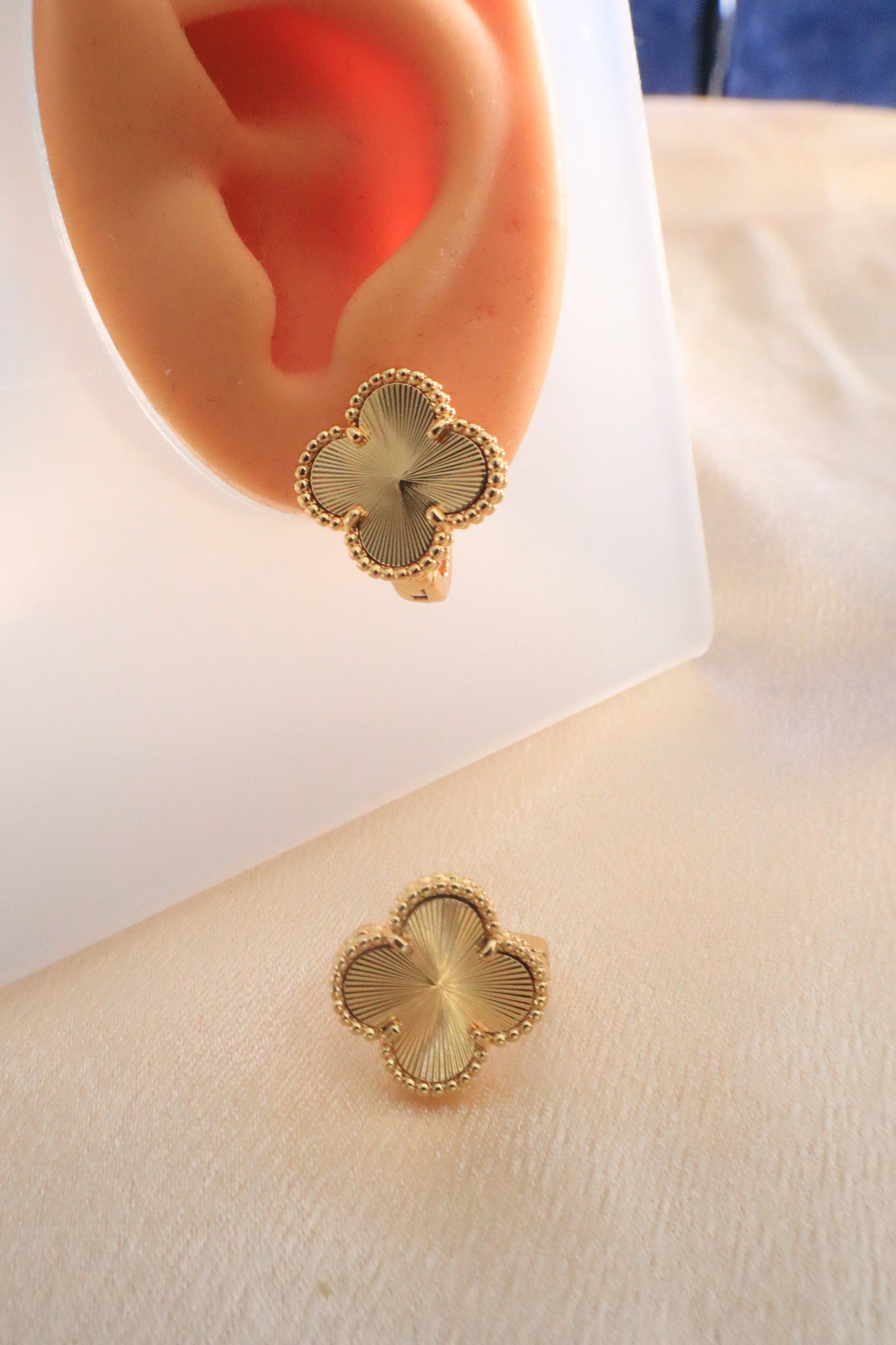 Lucky Blossom Stud / Clip Earrings | Stainless steel 18k Gold and silver Plating