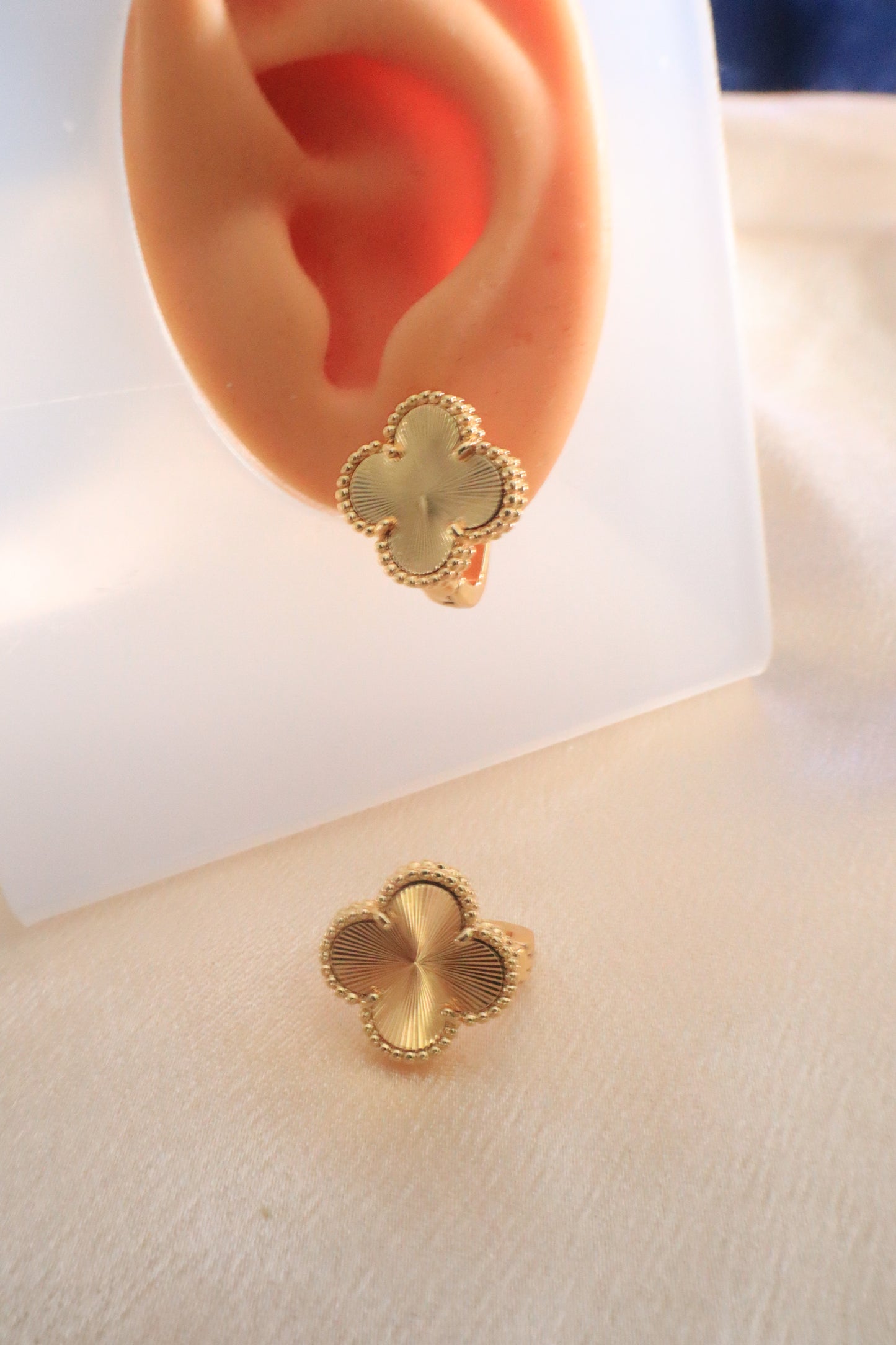 Lucky Blossom Stud / Clip Earrings | Stainless steel 18k Gold and silver Plating