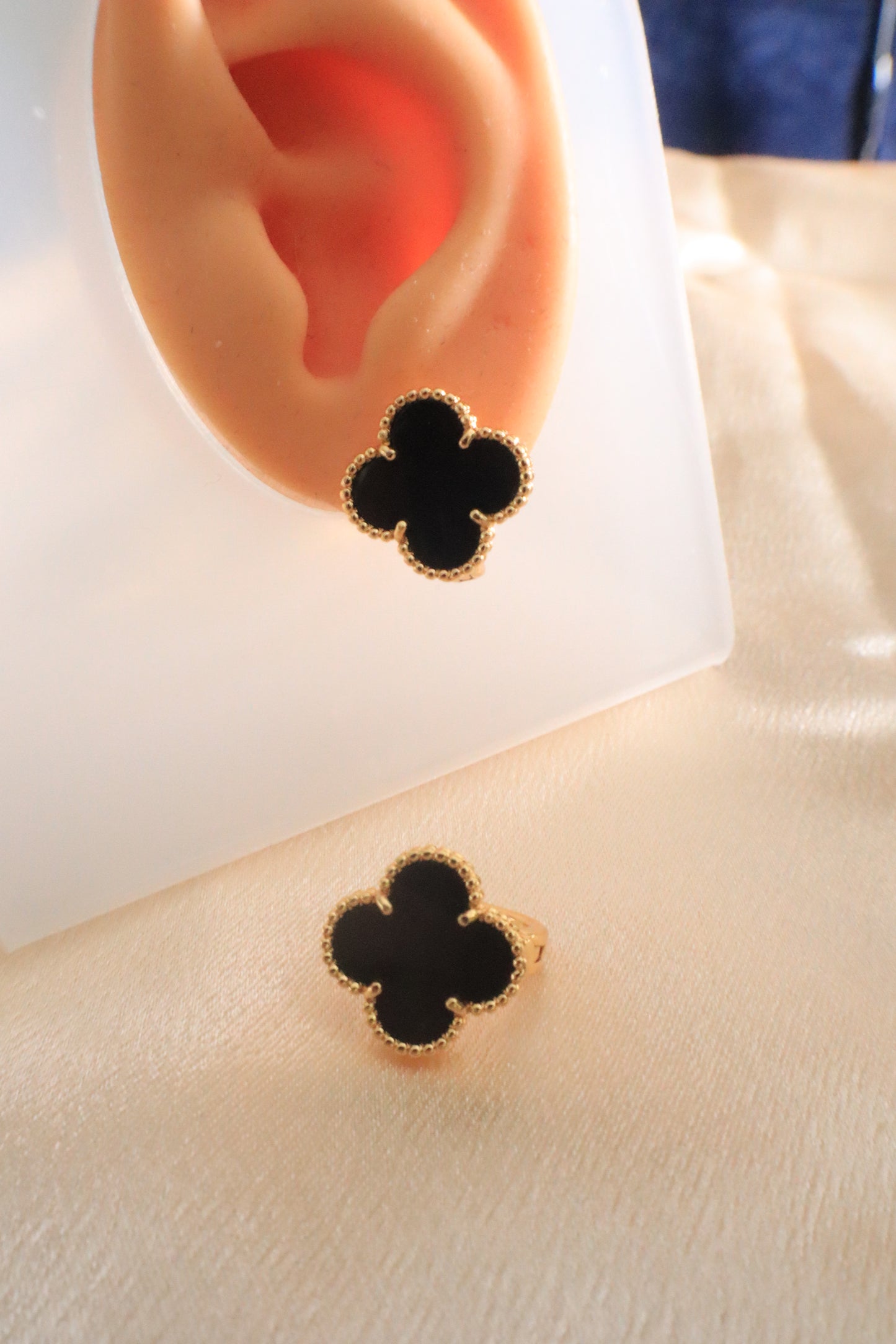 Lucky Blossom Stud / Clip Earrings | Stainless steel 18k Gold and silver Plating