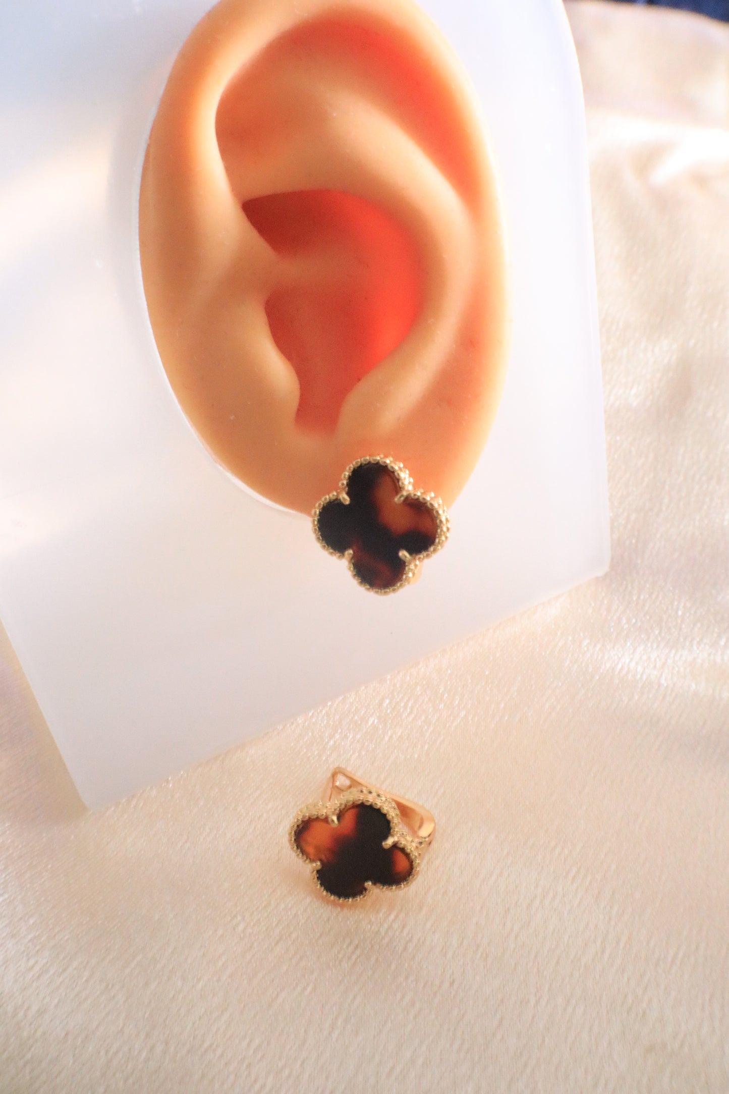 Lucky Blossom Stud / Clip Earrings | Stainless steel 18k Gold and silver Plating