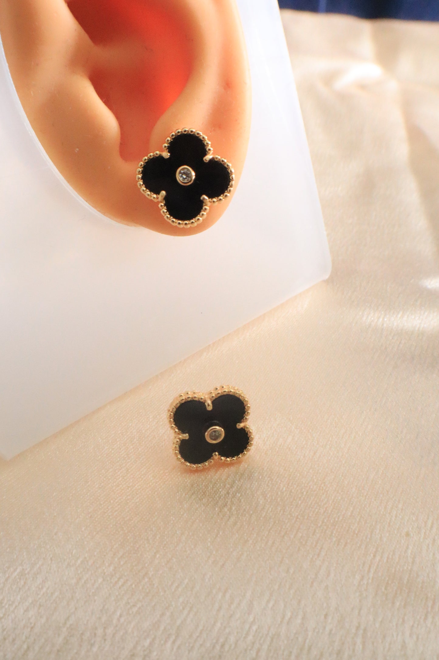 Lucky Blossom Stud / Clip Earrings | Stainless steel 18k Gold and silver Plating