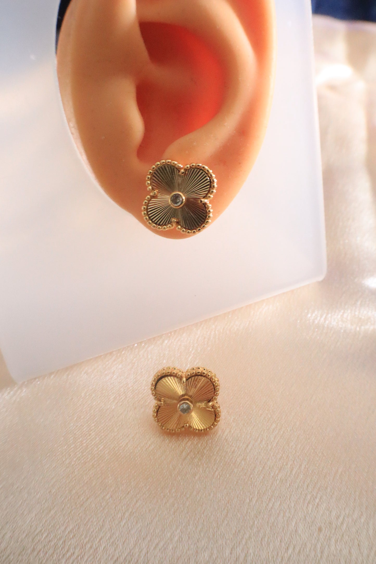Lucky Blossom Stud / Clip Earrings | Stainless steel 18k Gold and silver Plating