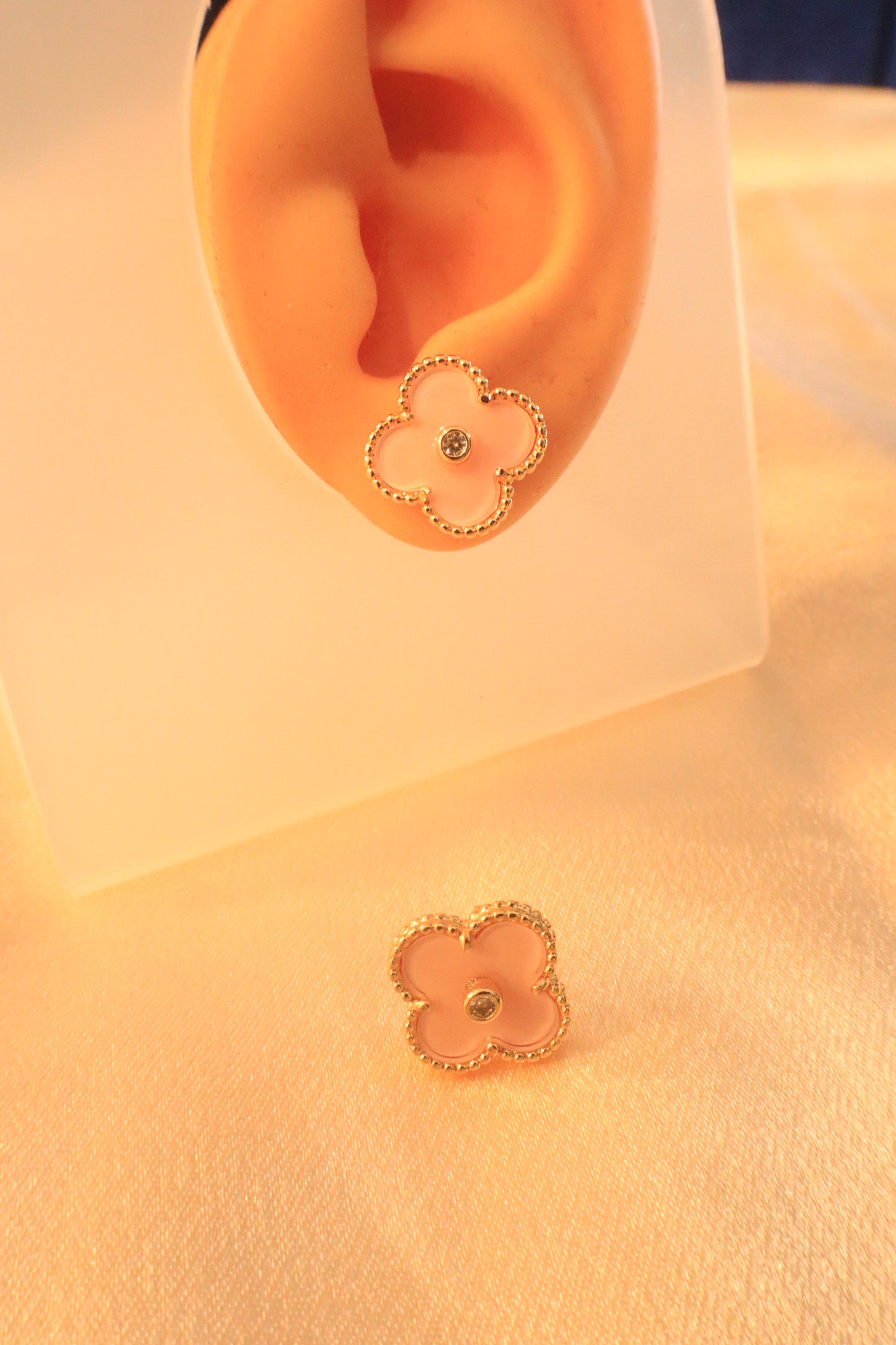 Lucky Blossom Stud / Clip Earrings | Stainless steel 18k Gold and silver Plating