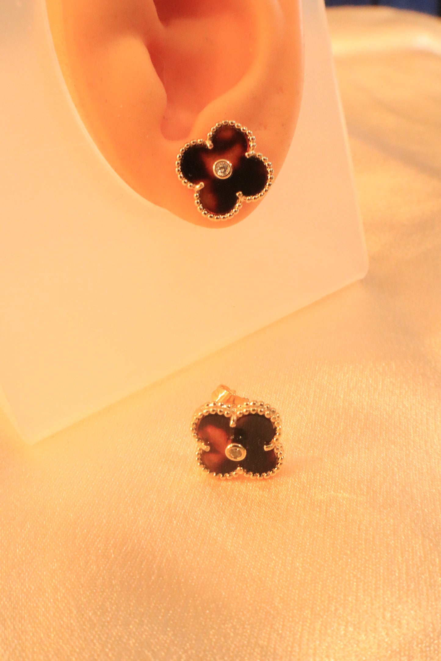 Lucky Blossom Stud / Clip Earrings | Stainless steel 18k Gold and silver Plating
