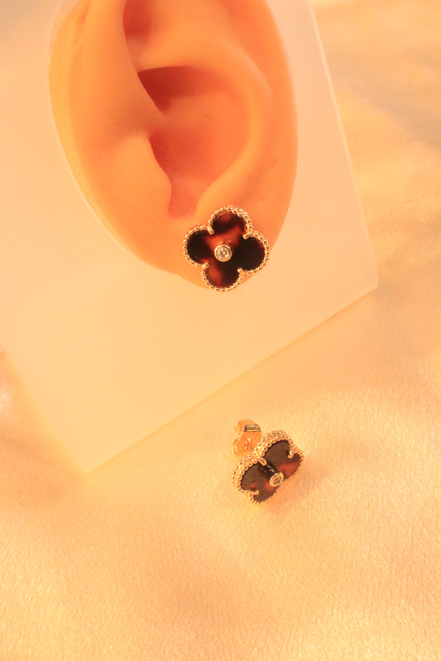 Lucky Blossom Stud / Clip Earrings | Stainless steel 18k Gold and silver Plating
