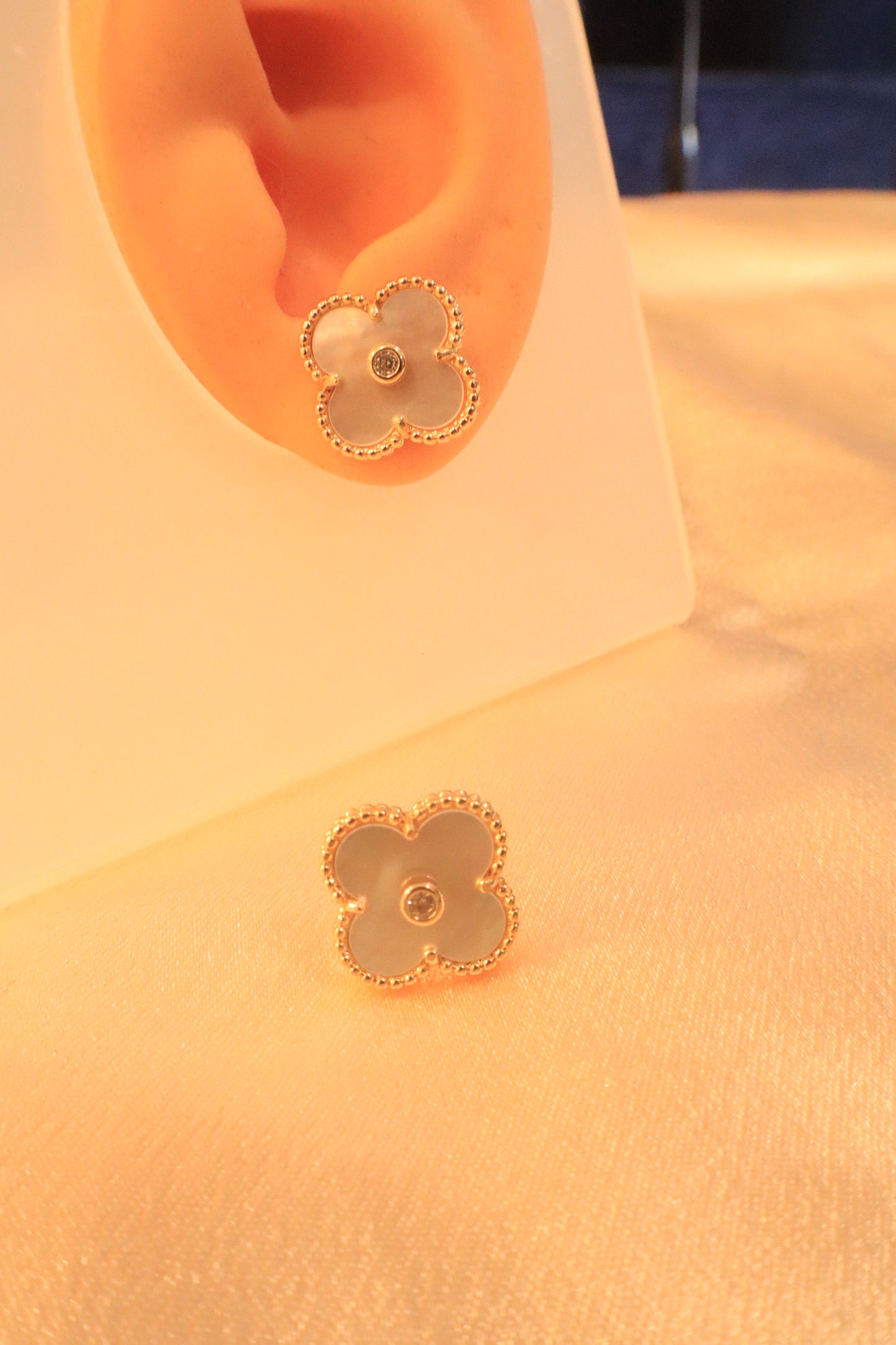 Lucky Blossom Stud / Clip Earrings | Stainless steel 18k Gold and silver Plating