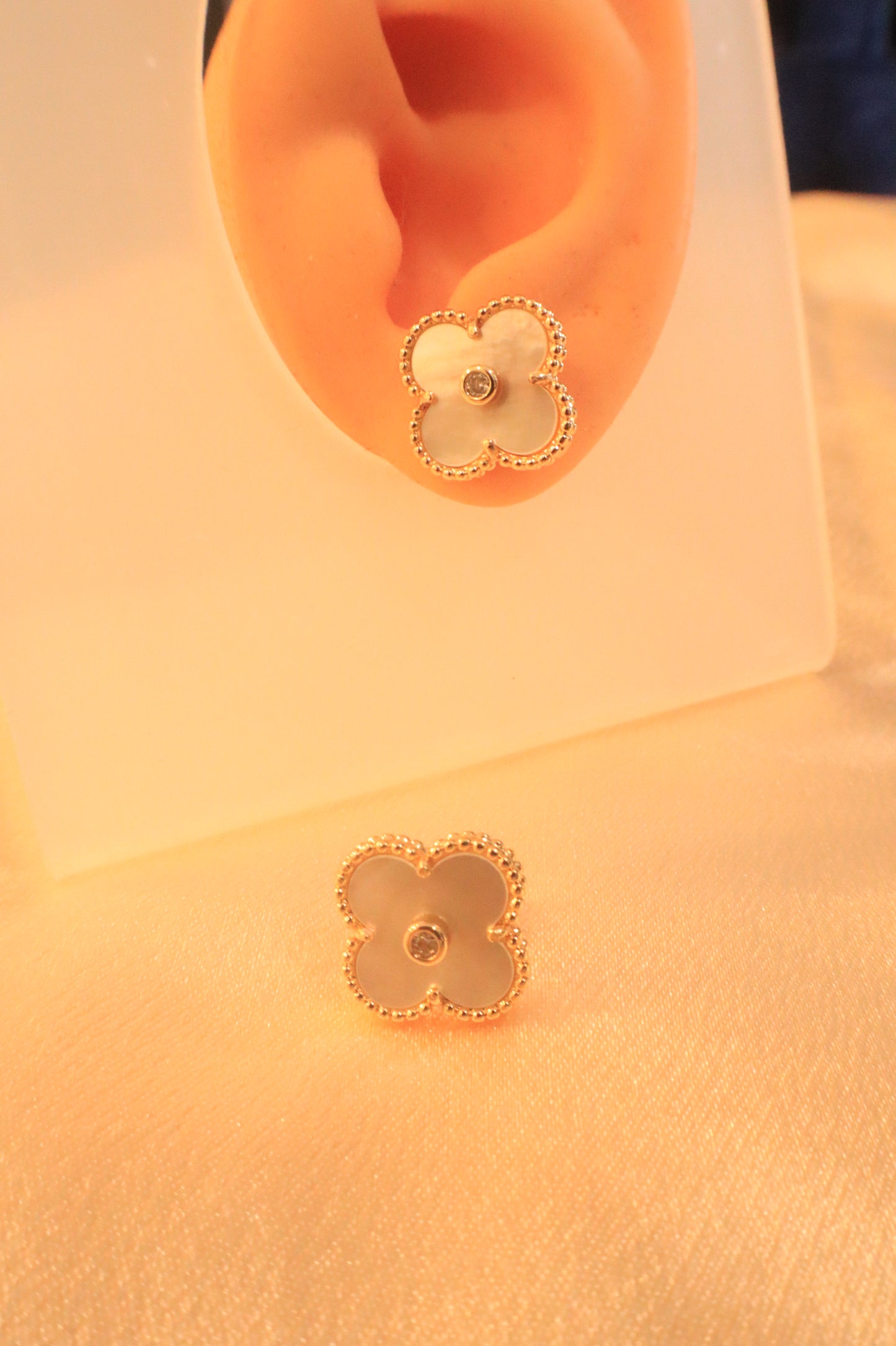 Lucky Blossom Stud / Clip Earrings | Stainless steel 18k Gold and silver Plating