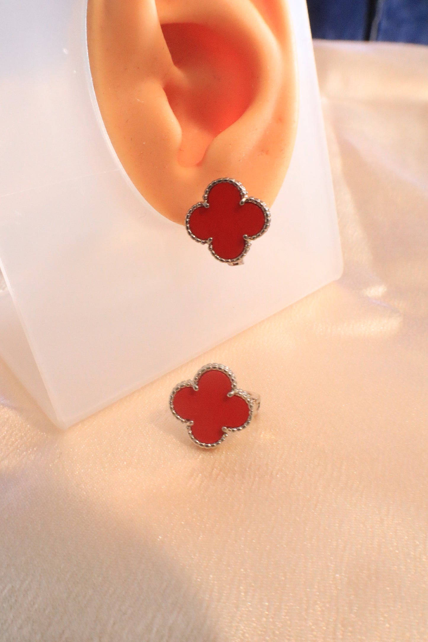 Lucky Blossom Stud / Clip Earrings | Stainless steel 18k Gold and silver Plating