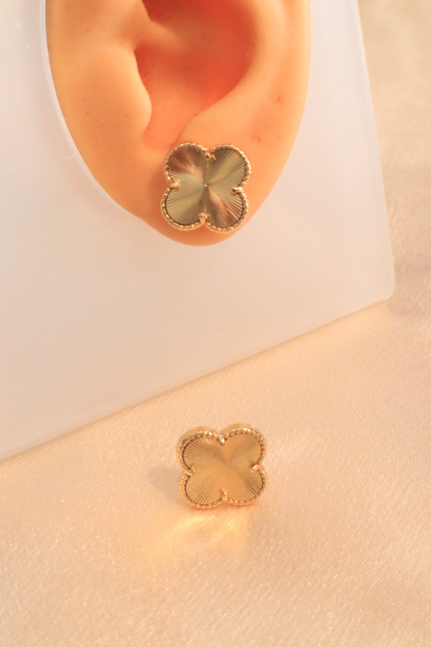 Lucky Blossom Stud / Clip Earrings | Stainless steel 18k Gold and silver Plating
