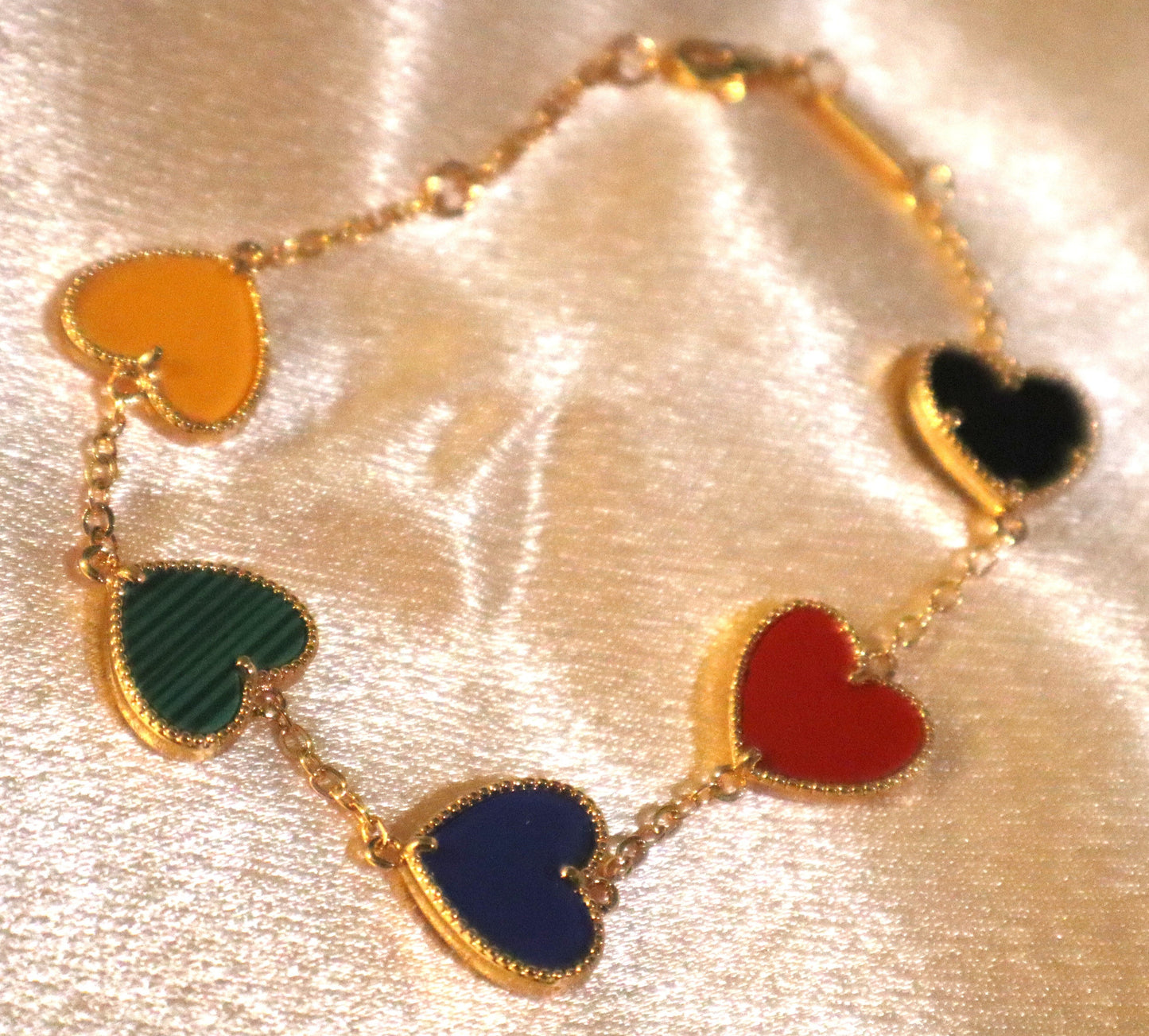 Heart Charm Bracelet | 18k Plated-Gold | Stainless Steel |Hypoallergenic