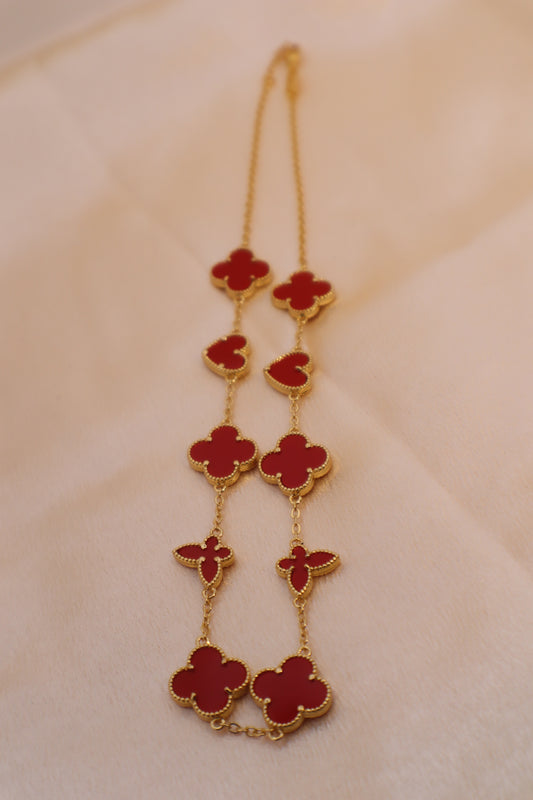 Blossom Heart Butterfly Charm Necklace