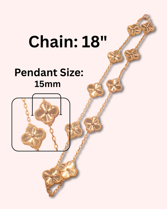 18K Stainless steel | Petal Flower Blossom (Premium) 15Mmm Necklace | Sterling Silver