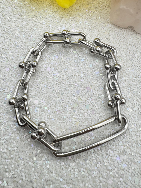 18K Gold Chunky U link Bracelet