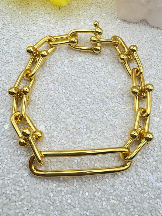 18K Gold Chunky U link Bracelet