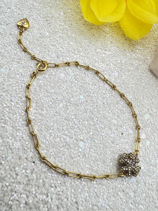 Paperclip Chain with Snowflake Charm Bracelet