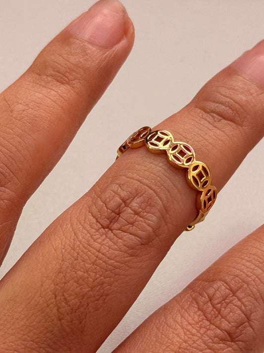 Lucky Dragon and Money Adjustable Ring