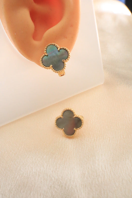 Lucky Blossom Stud / Clip Earrings | Stainless steel 18k Gold and silver Plating