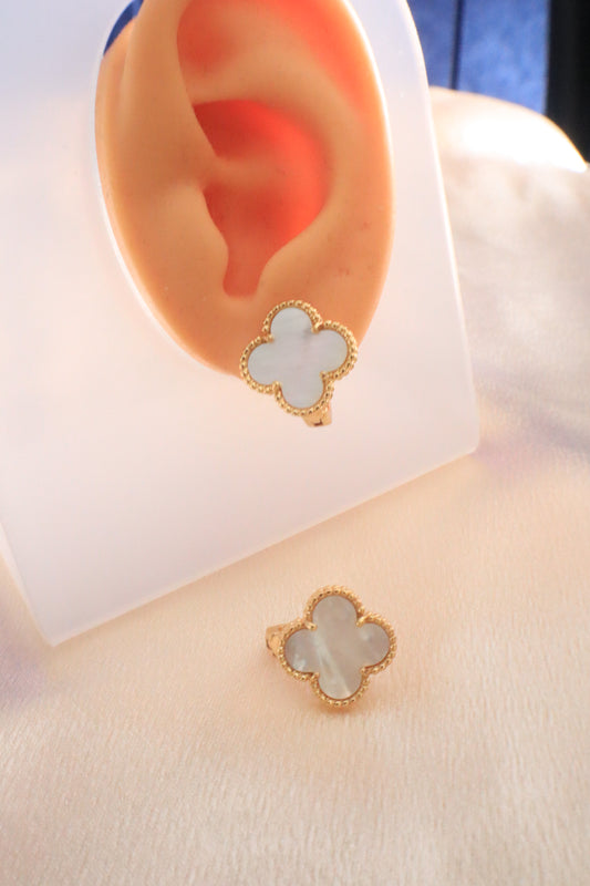 Lucky Blossom Stud / Clip Earrings | Stainless steel 18k Gold and silver Plating