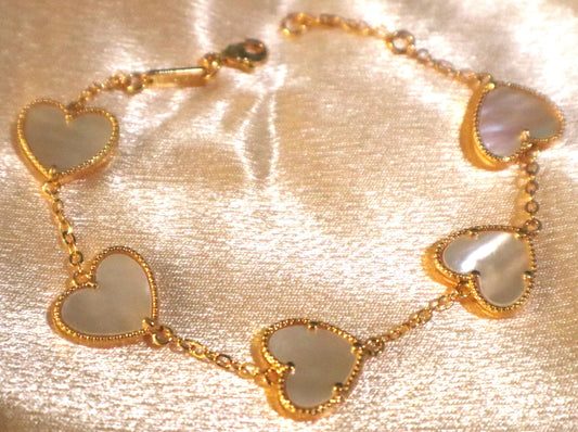 Heart Charm Bracelet | 18k Plated-Gold | Stainless Steel |Hypoallergenic