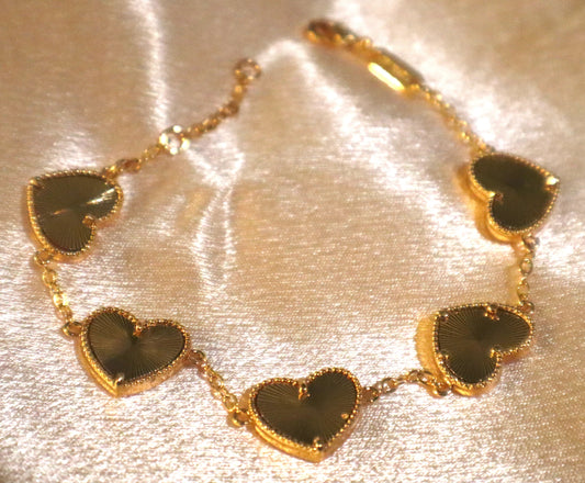 Heart Charm Bracelet | 18k Plated-Gold | Stainless Steel |Hypoallergenic