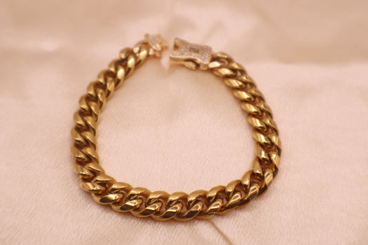 18K Stainless Steel Plated Gold Zircon Cuban Link Bracelet