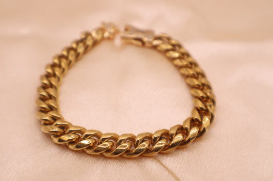 18K Stainless Steel Plated Gold Zircon Cuban Link Bracelet